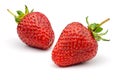 Two strawberries isolated on white background. Royalty Free Stock Photo