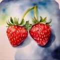 Two strawberries on the table. Romance of Valentine\'s Day