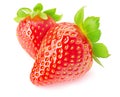 Two strawberry fruits, isolated on white backround Royalty Free Stock Photo