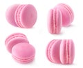 Two strawberry or raspberry macarons set