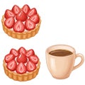 Two Strawberry Tarts and a Cup of Coffee Royalty Free Stock Photo