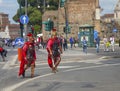 Two street actors in Roman legionary armor