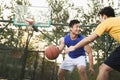 Two street basketball players on the basketball court Royalty Free Stock Photo