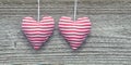 Two Striped Fabric Hearts Royalty Free Stock Photo