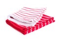 Two striped kitchen towels isolated