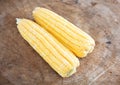 Two stripped tender corn cobs Royalty Free Stock Photo