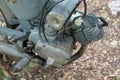 Two stroke engine of circa mid 1960 classic and vintage Yamaha motorcycle