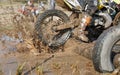Two stroke engine Enduro bike in muddy track Royalty Free Stock Photo