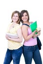 Two students with books and apple Royalty Free Stock Photo