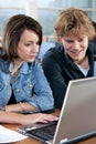 Two students cooperating Royalty Free Stock Photo