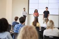 Two Students Giving Presentation To High School Class In Front Of Screen Royalty Free Stock Photo