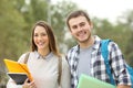 Two students looking at camera Royalty Free Stock Photo