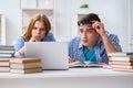 The two students preparing to school exams Royalty Free Stock Photo