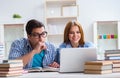 Two students preparing to school exams Royalty Free Stock Photo