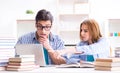 Two students preparing to school exams Royalty Free Stock Photo