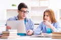 Two students preparing to school exams Royalty Free Stock Photo