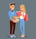Two students standing together holding books Royalty Free Stock Photo