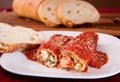 Two stuffed manicotti pasta Royalty Free Stock Photo