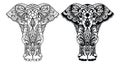 Two styles of mandala elephant for printing,engraving,coloring book and so on. Vector illustration