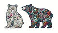 Two stylized bears are depicted in intricate patterns. The left b Royalty Free Stock Photo