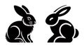 Two stylized black and white rabbit silhouettes in vector Royalty Free Stock Photo