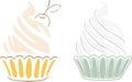 Two stylized cupcakes. Icons for design Royalty Free Stock Photo