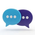 Two Overlapping 3D Speech Bubbles with White Dots Representing Conversation chat communication Royalty Free Stock Photo
