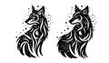 Two stylized fox designs are illustrated in black and Royalty Free Stock Photo