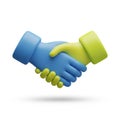 Two stylized hands shaking in agreement symbolizing partnership trust and collaboration Royalty Free Stock Photo