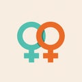 Two intertwined feminine symbols representing women femininity lesbianism and empowerment Royalty Free Stock Photo
