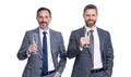 two successful businessmen partner celebrating business success with champagne Royalty Free Stock Photo