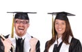 Two successful student in graduation gowns Royalty Free Stock Photo