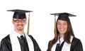 Two successful student in graduation gowns Royalty Free Stock Photo