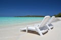 Two sunbeds. Exuma, Bahamas Royalty Free Stock Photo