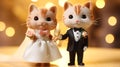 Two super cute cats bride and groom. Lovely wedding couple. AI generated image