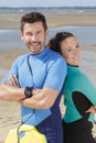 Two surfers ready to do bodyboard Royalty Free Stock Photo