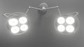 Two of surgery lights in operation room. 3d rendering Royalty Free Stock Photo