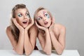 Two surprised girl Royalty Free Stock Photo