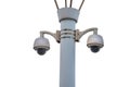 Double wireless security camera equipment on a pillar