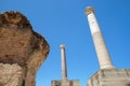 Two surviving columns of the old Roman Empire on the ruins in Ca