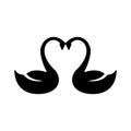 Two swans heart shape necks glyph icon Royalty Free Stock Photo