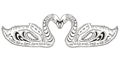 Two swans zentangle stylized, illustration, vector, freehand pen Royalty Free Stock Photo