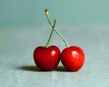 Two sweet cherry on the blue background Royalty Free Stock Photo