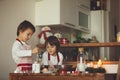 Two sweet children, boy brothers, preparing gingerbread cookies Royalty Free Stock Photo