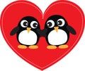 Two sweet penguins in love