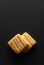 Two sweet and salted Cumin Cookies or Indian Jeera Cookies, on a black background. Royalty Free Stock Photo