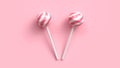 Two sweet striped pink and white lollipops
