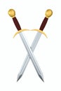 Two swords on white background. Isolated 3D illustration Royalty Free Stock Photo