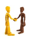 Two symbolic human make an agreement