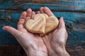 Two symbolic wooden heart